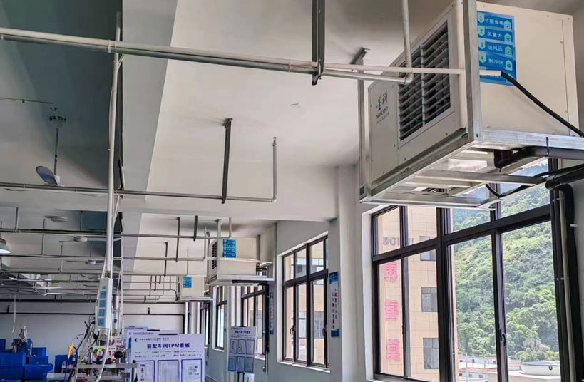 汽配車間整體降溫，應(yīng)用蒸發(fā)冷省電空調(diào)-臥式軸流機(jī)