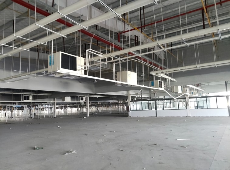 大型制衣廠整體降溫，安裝星科工業(yè)省電空調(diào)-臥式軸流機組